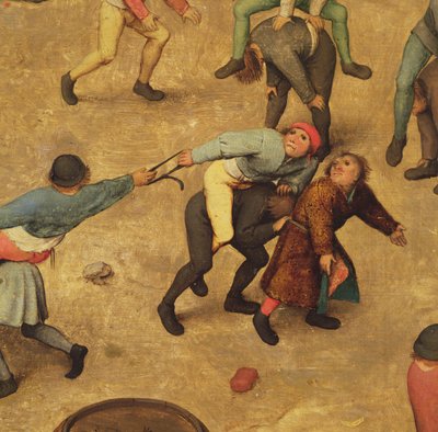 Kinderspiele: Detail von Kindern auf dem Rücken eines Schweins, 1560 von Pieter Bruegel the Elder